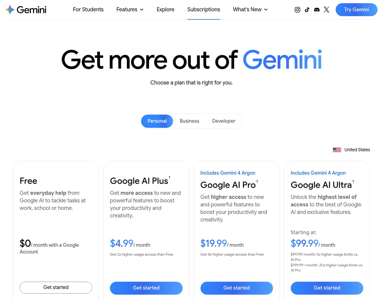 Google Gemini Pricing page screenshot, captured 16 Oct 2026
