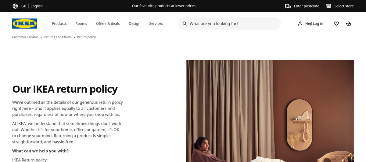 IKEA Checkout / policy screenshot, captured 16 Oct 2026