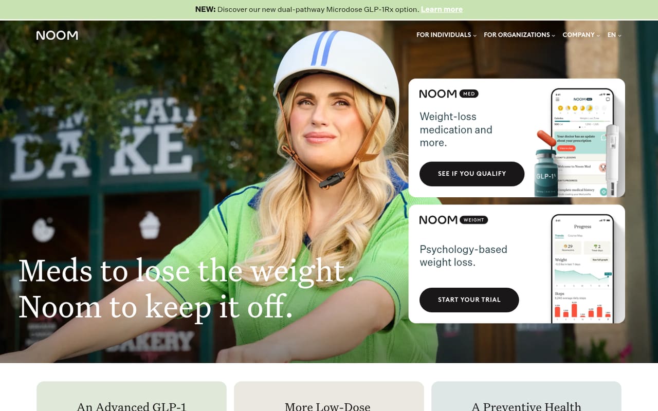 Noom Homepage screenshot, captured 16 Oct 2026
