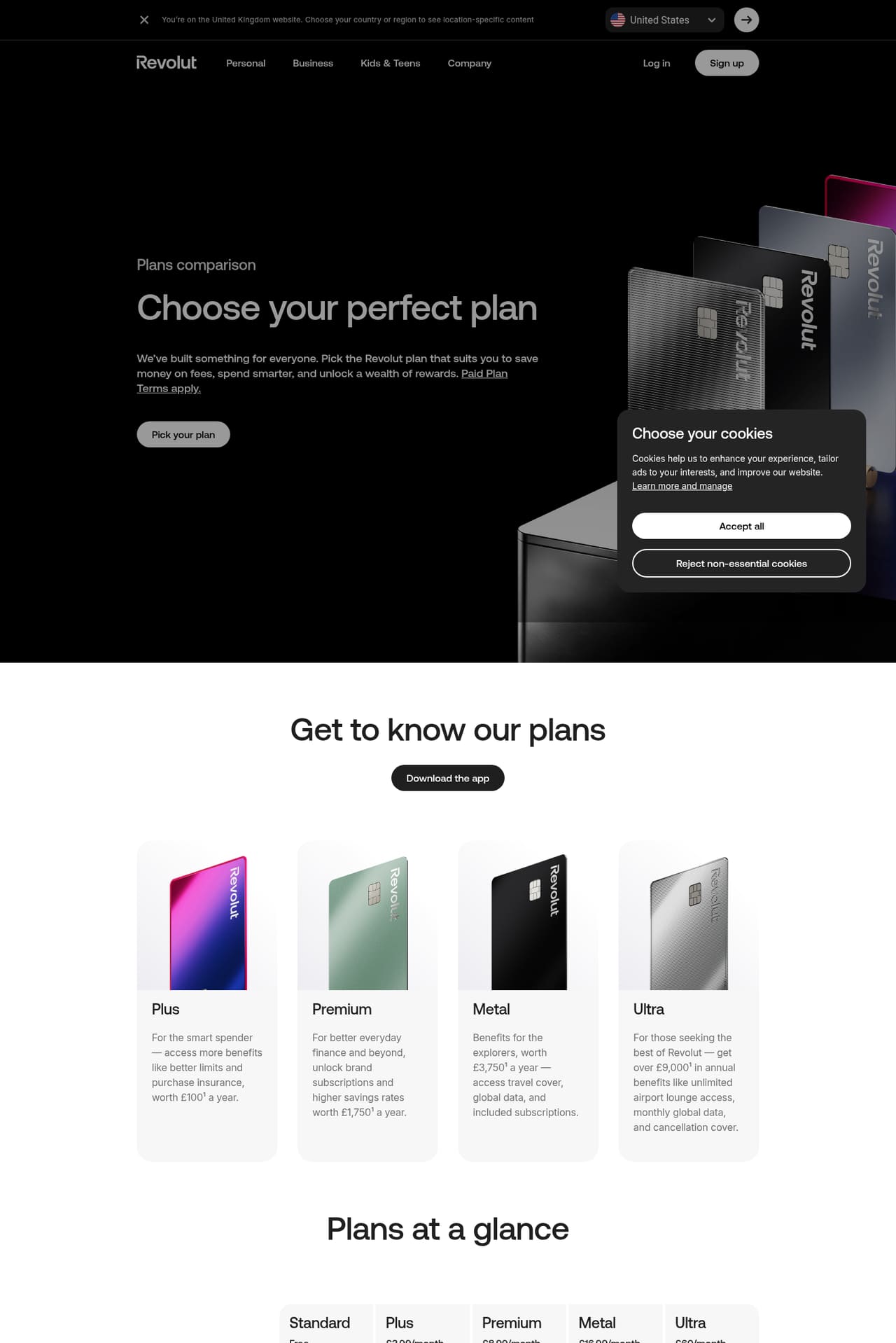 Revolut Pricing page screenshot, captured 16 Oct 2026