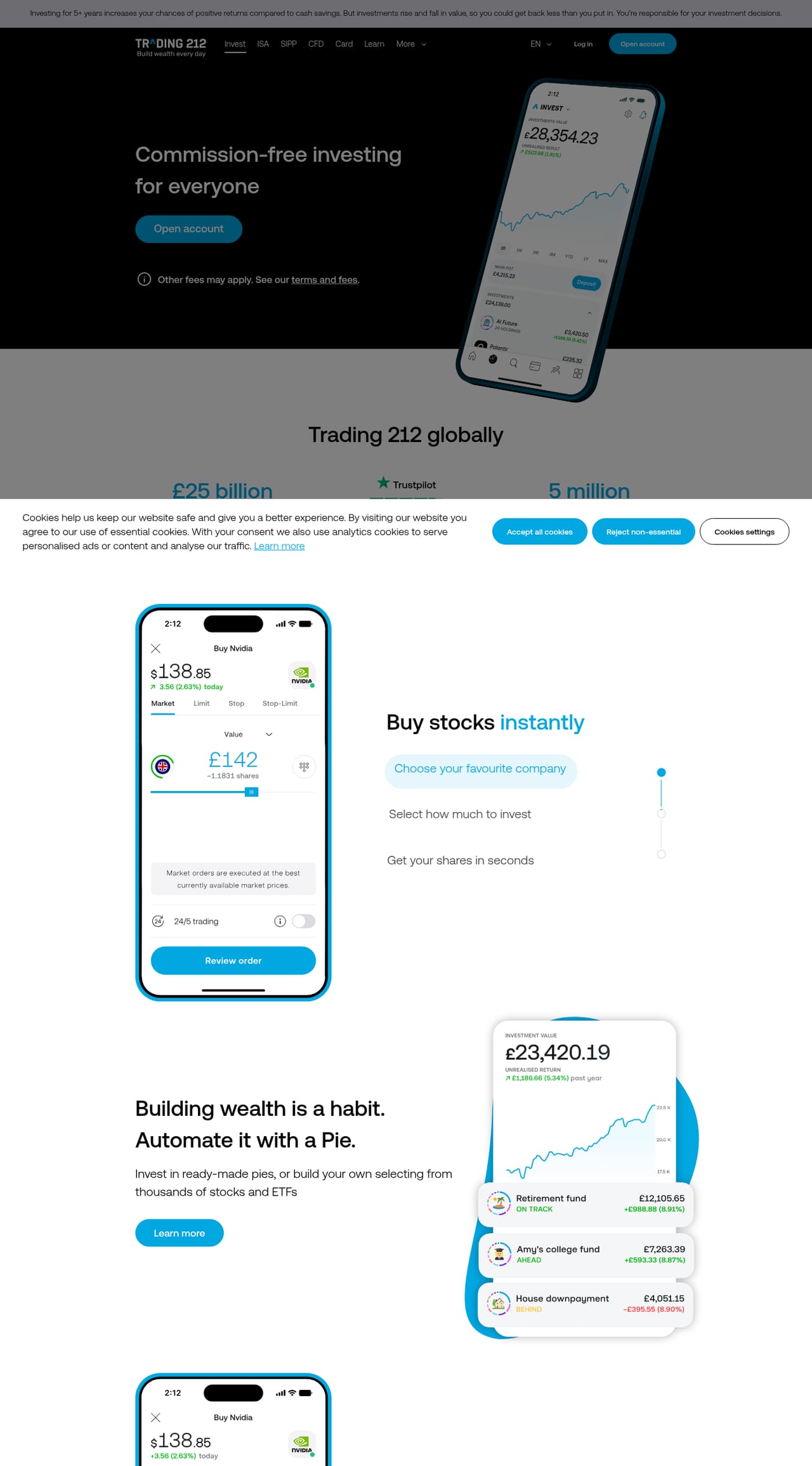 Trading 212 Homepage screenshot, captured 16 Oct 2026