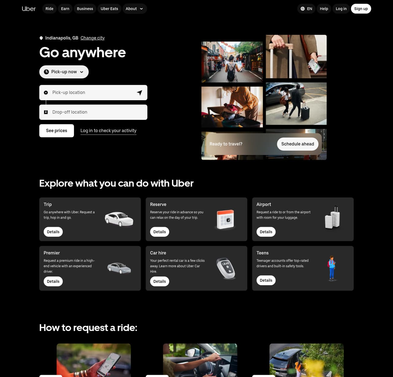 Uber Homepage screenshot, captured 16 Oct 2026